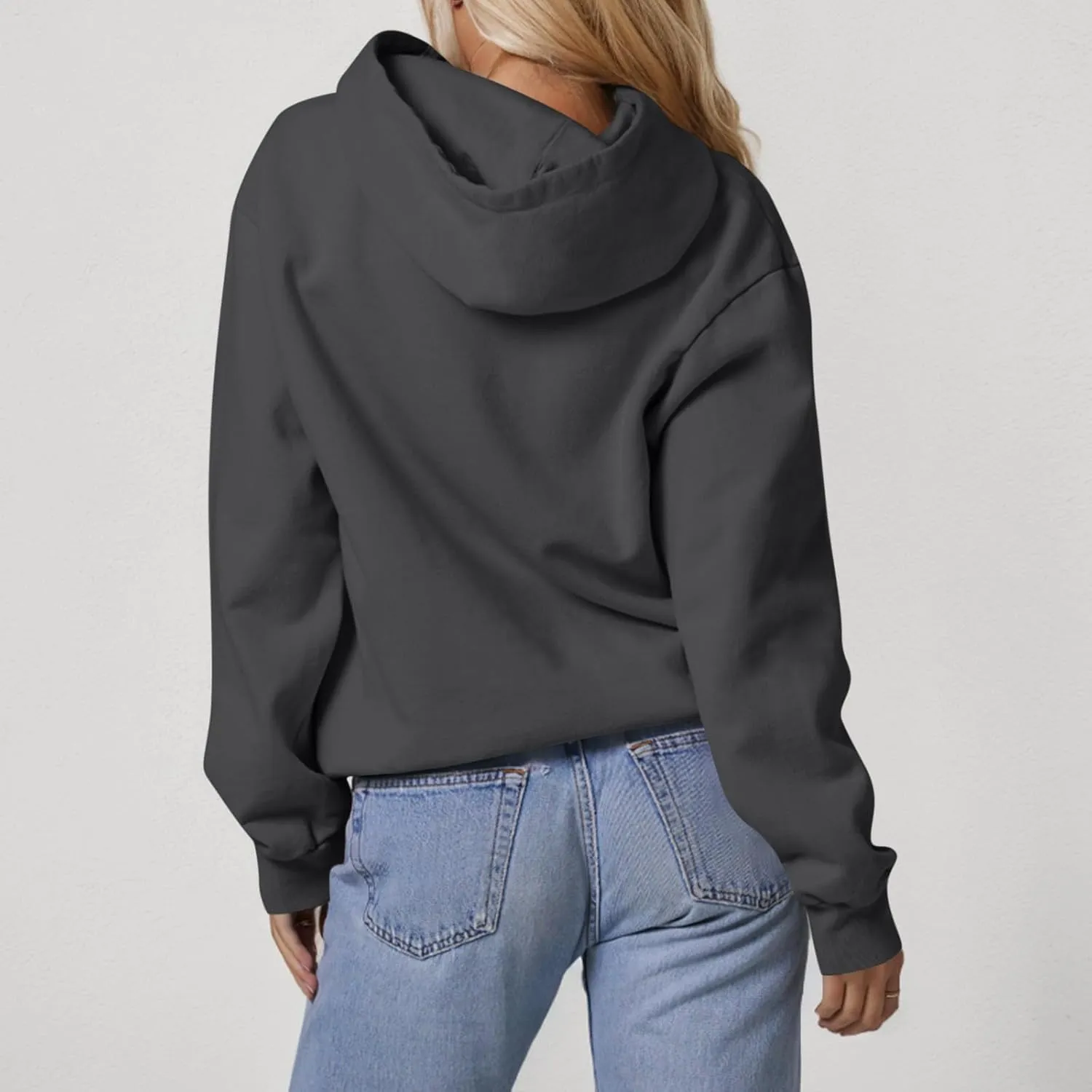Hoodies for Women Fleece Lined Long Sleeve Hoodies Pullover Loose Fit Casual Hooded Sweatshirt with Pockets Fall Clothes
