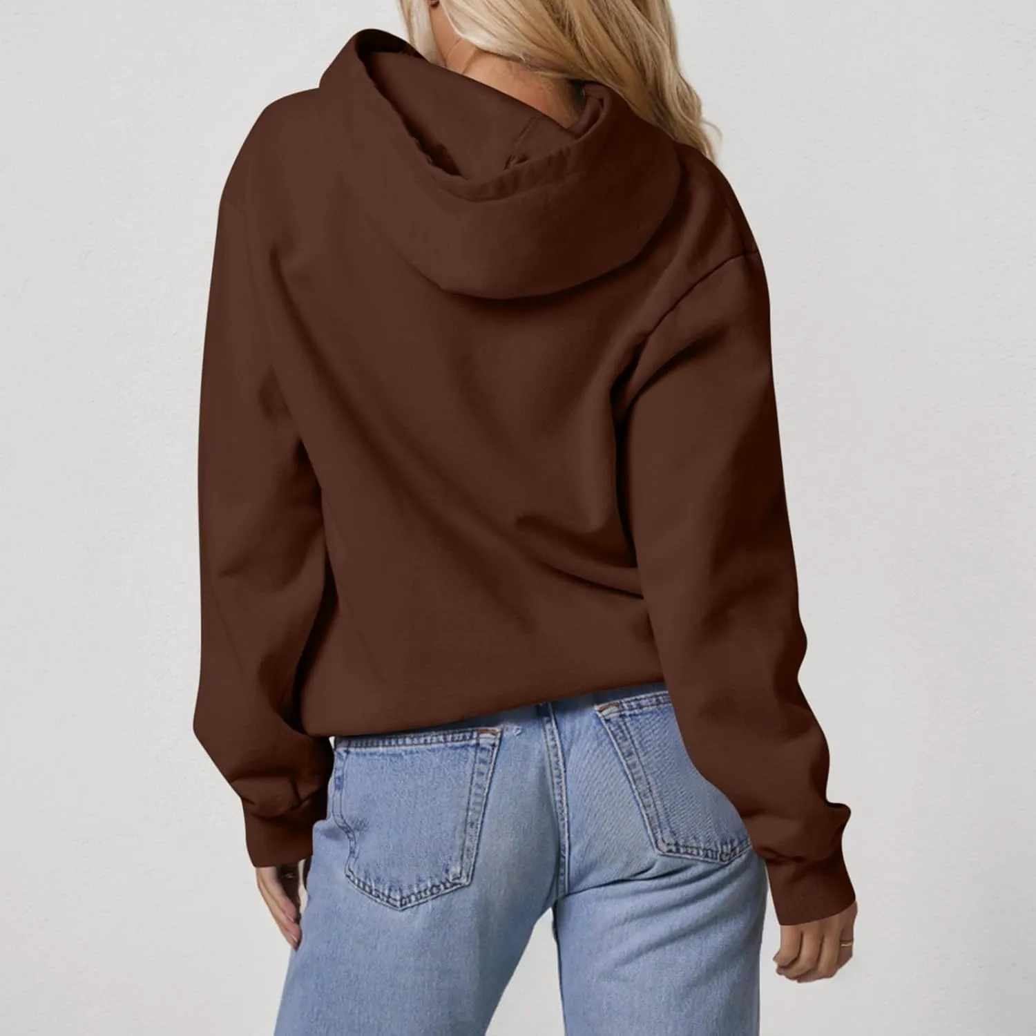 Hoodies for Women Fleece Lined Long Sleeve Hoodies Pullover Loose Fit Casual Hooded Sweatshirt with Pockets Fall Clothes