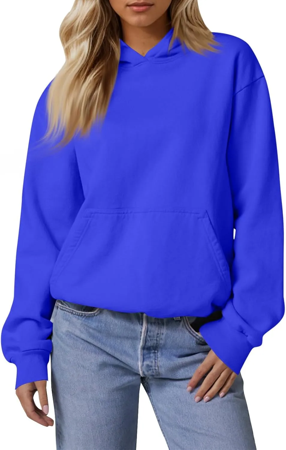 Hoodies for Women Fleece Lined Long Sleeve Hoodies Pullover Loose Fit Casual Hooded Sweatshirt with Pockets Fall Clothes