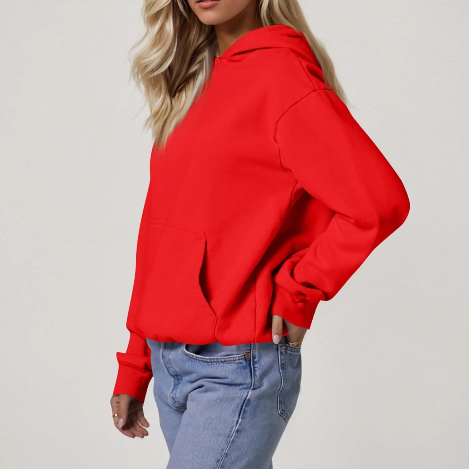 Hoodies for Women Fleece Lined Long Sleeve Hoodies Pullover Loose Fit Casual Hooded Sweatshirt with Pockets Fall Clothes