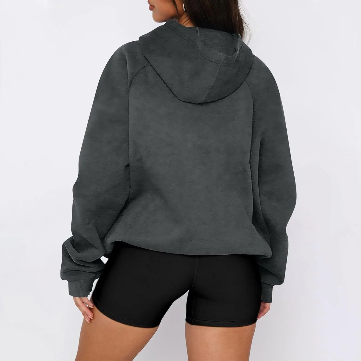 Hoodies for Women Long Sleeve Fleece Hooded Sweatshirt Half Zip Loose Fit Pullover with Pockets Oversized Hoodies