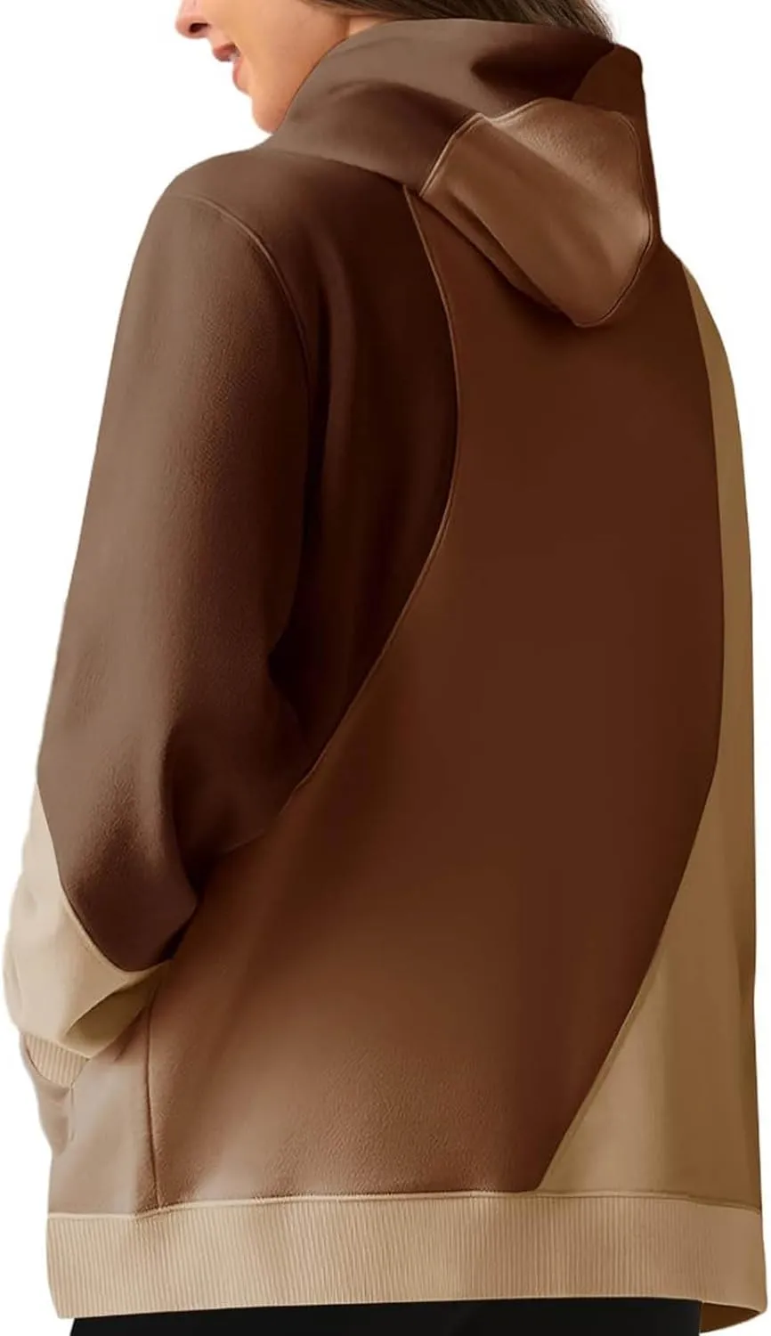 Hoodies for Women Long Sleeve Hoodies Pullover Color Block Loose Fit Hooded Sweatshirt with Pockets Casual Fall Clothes