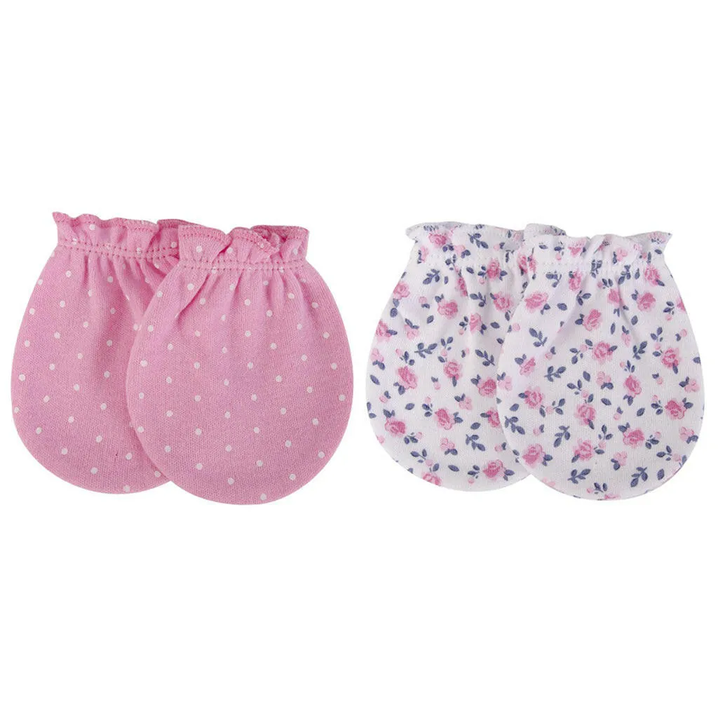 Hudson Baby 2 Pairs Scratch Mittens Set (100% Cotton)