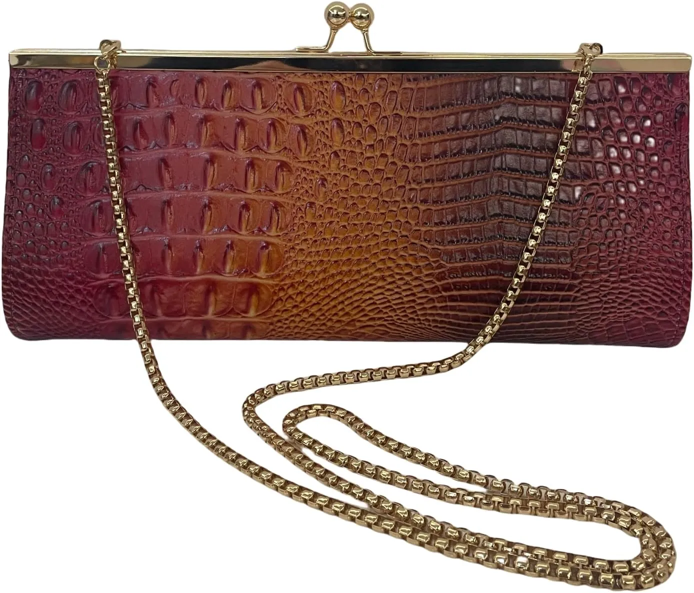 IAMUHI Women's Fashion Crocodile Faux Leather Envelope Clutch Evening Handbag Chain Party Wedding Prom Bag Purse