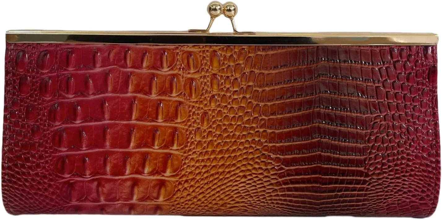 IAMUHI Women's Fashion Crocodile Faux Leather Envelope Clutch Evening Handbag Chain Party Wedding Prom Bag Purse