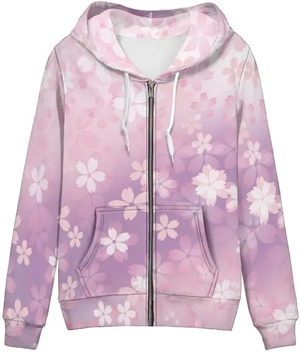 Irisjudy Womens Zip-up Hoodie with Kanga Pocket(XS-5XL),Cactus,Sunflowers,Butterfly Long Sleeve Sport Shirts Shell Jackets