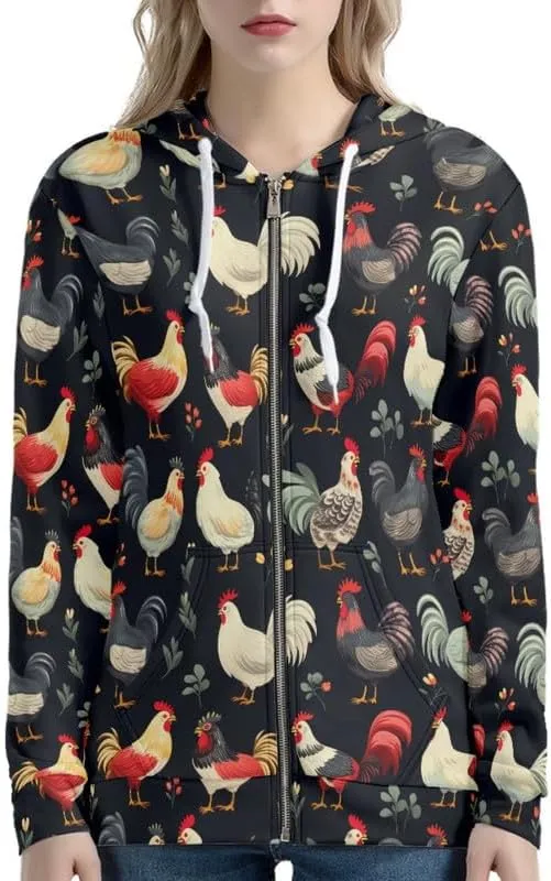 Irisjudy Womens Zip-up Hoodie with Kanga Pocket(XS-5XL),Cactus,Sunflowers,Butterfly Long Sleeve Sport Shirts Shell Jackets