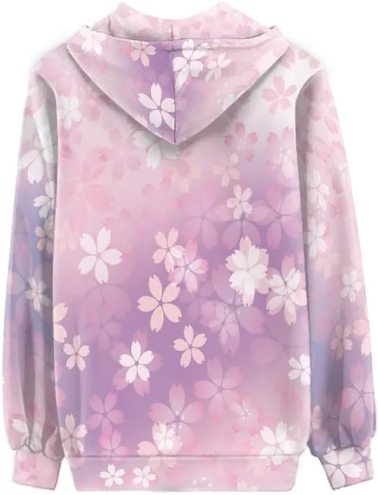 Irisjudy Womens Zip-up Hoodie with Kanga Pocket(XS-5XL),Cactus,Sunflowers,Butterfly Long Sleeve Sport Shirts Shell Jackets