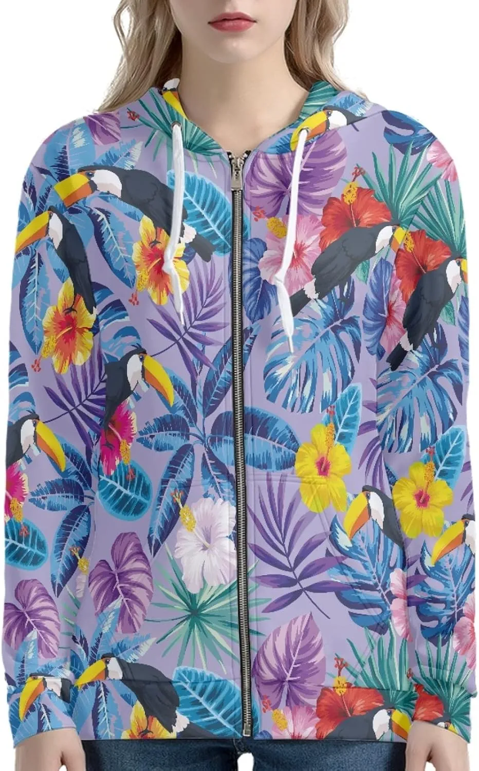 Irisjudy Womens Zip-up Hoodie with Kanga Pocket(XS-5XL),Cactus,Sunflowers,Butterfly Long Sleeve Sport Shirts Shell Jackets