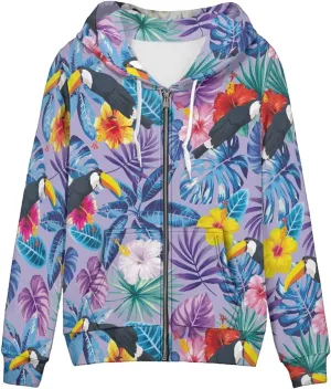 Irisjudy Womens Zip-up Hoodie with Kanga Pocket(XS-5XL),Cactus,Sunflowers,Butterfly Long Sleeve Sport Shirts Shell Jackets