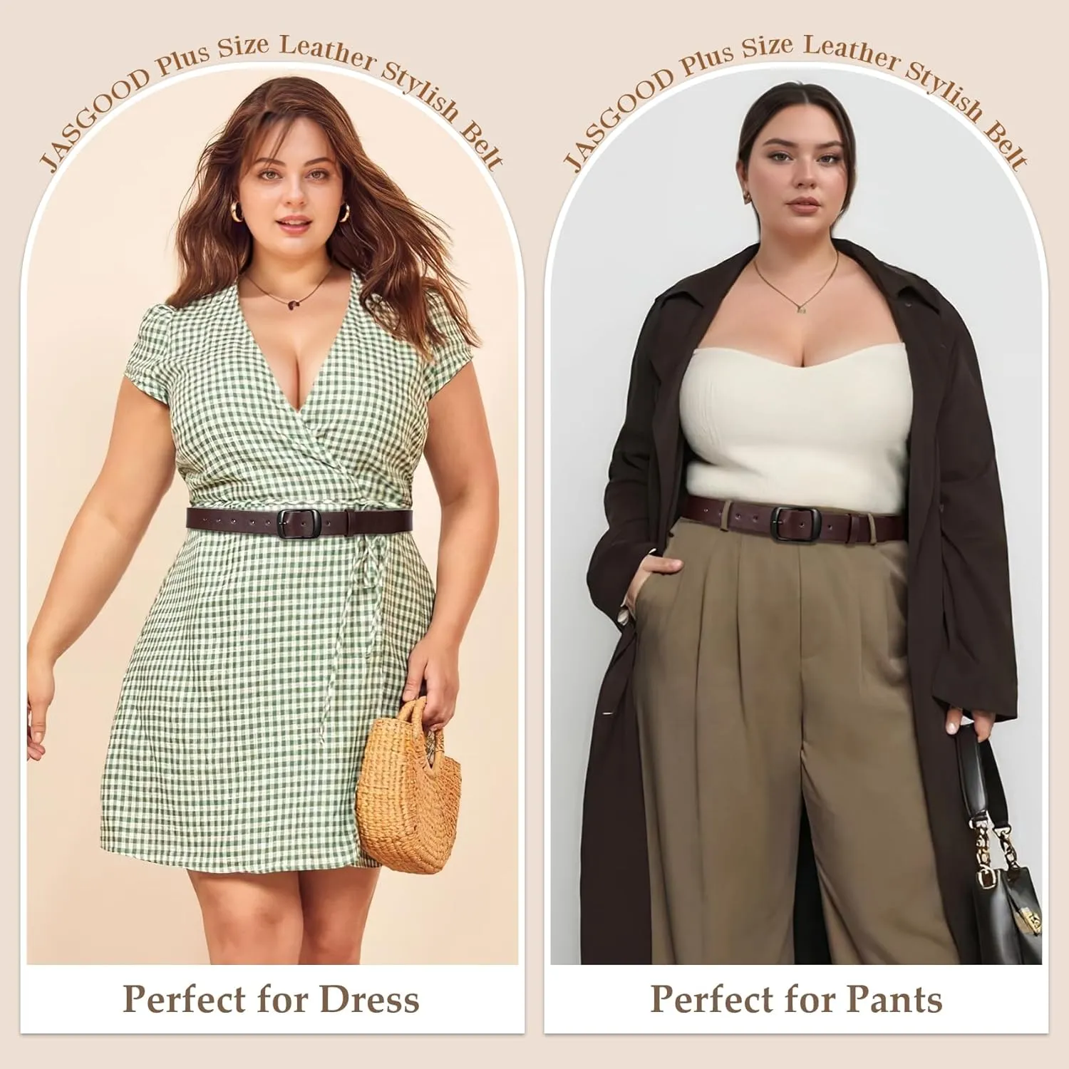 JASGOOD Plus Size Women Leather Belt Black Casual Waist Belt for Jeans Pants with Metal Pin Buckle