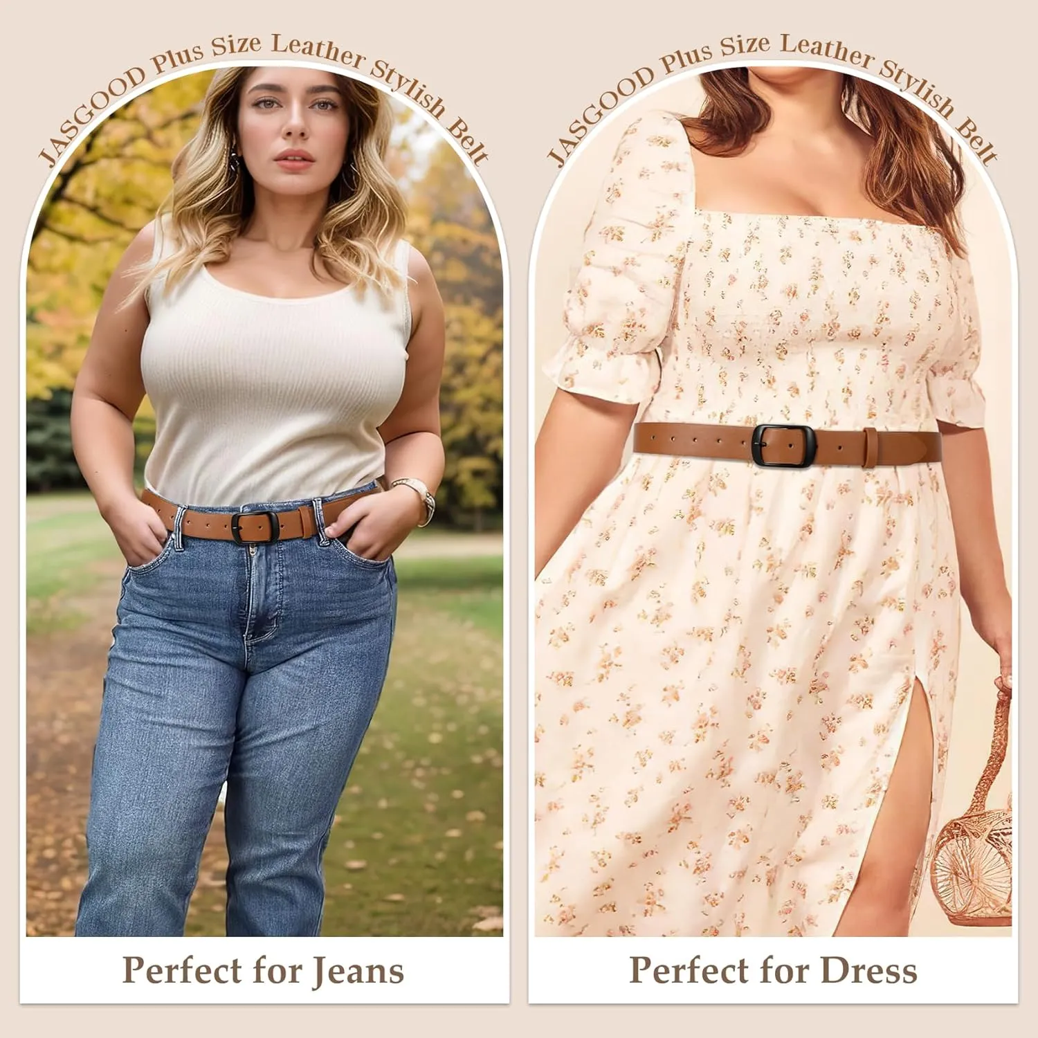 JASGOOD Plus Size Women Leather Belt Black Casual Waist Belt for Jeans Pants with Metal Pin Buckle