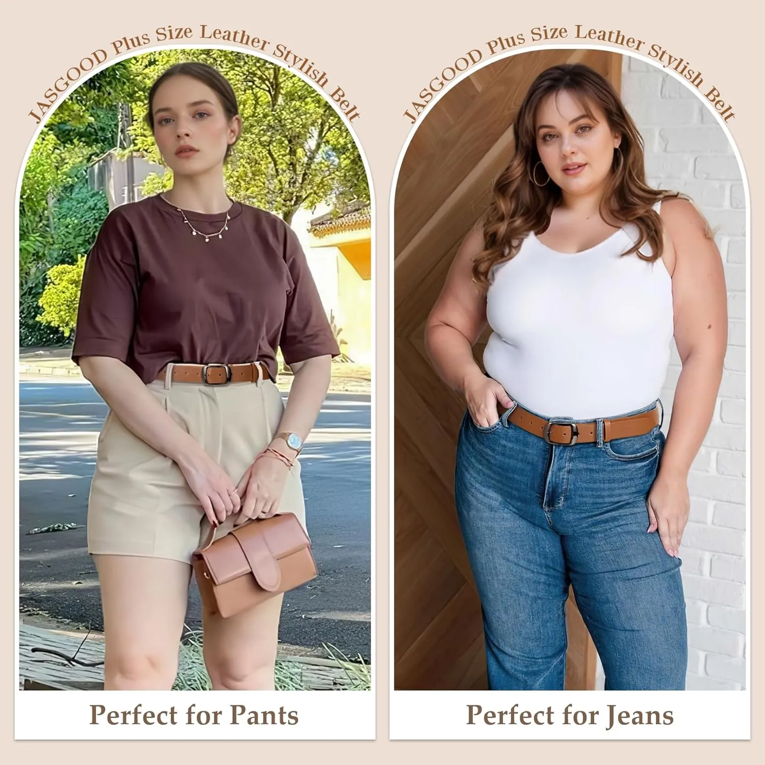 JASGOOD Plus Size Women Leather Belt Black Casual Waist Belt for Jeans Pants with Metal Pin Buckle