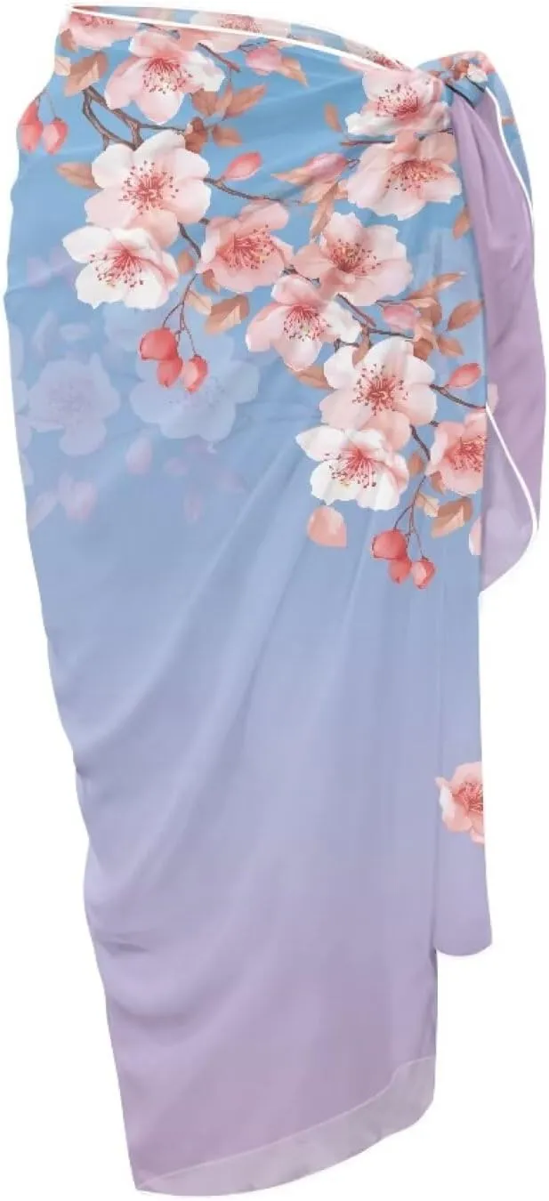 Jeiento Hawaii Style Swimwear Coverups Women's Chiffon Beach Sarong Wraps Sheer Bikini Cover Ups Lady Long Beach Skirt Shawl