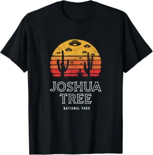Joshua Tree UFO's and Desert Cactus Vintage Sunset Graphic T-Shirt