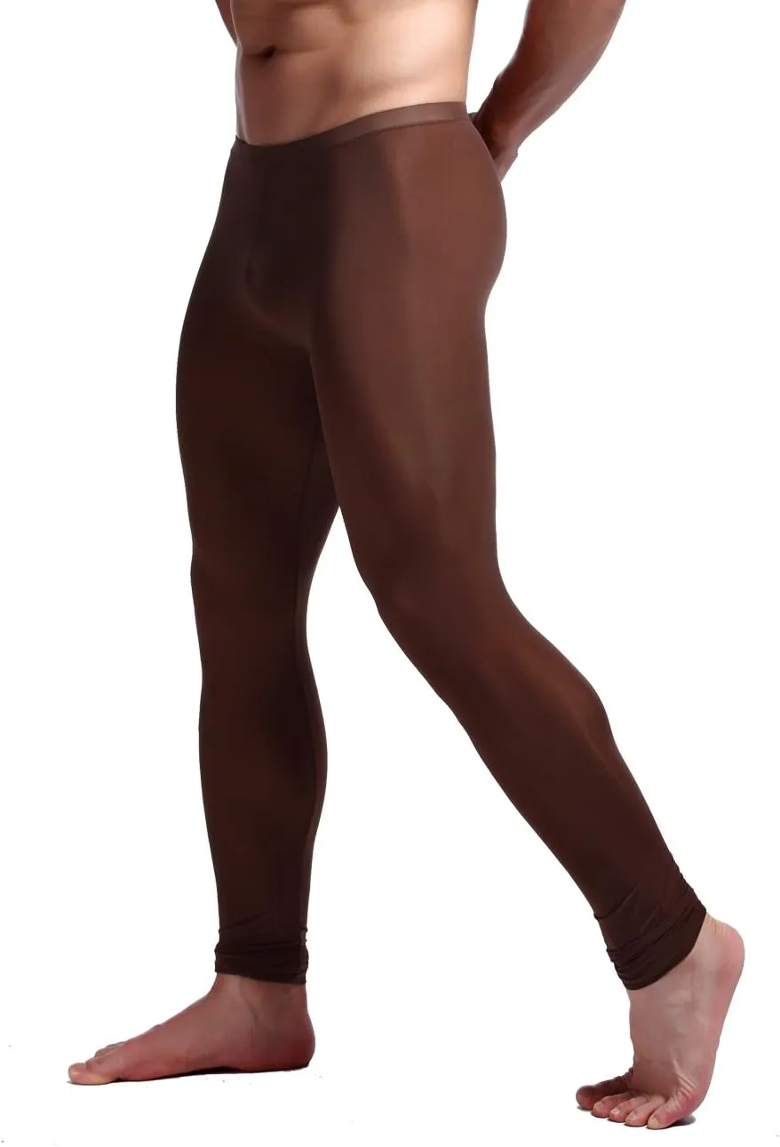 K-Men Men Ice Silk Underwear Low Rise Slim Legging Tight Pant Mesh Long Trousers