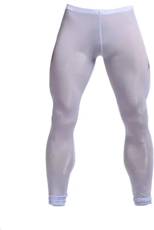 K-Men Men Ice Silk Underwear Low Rise Slim Legging Tight Pant Mesh Long Trousers