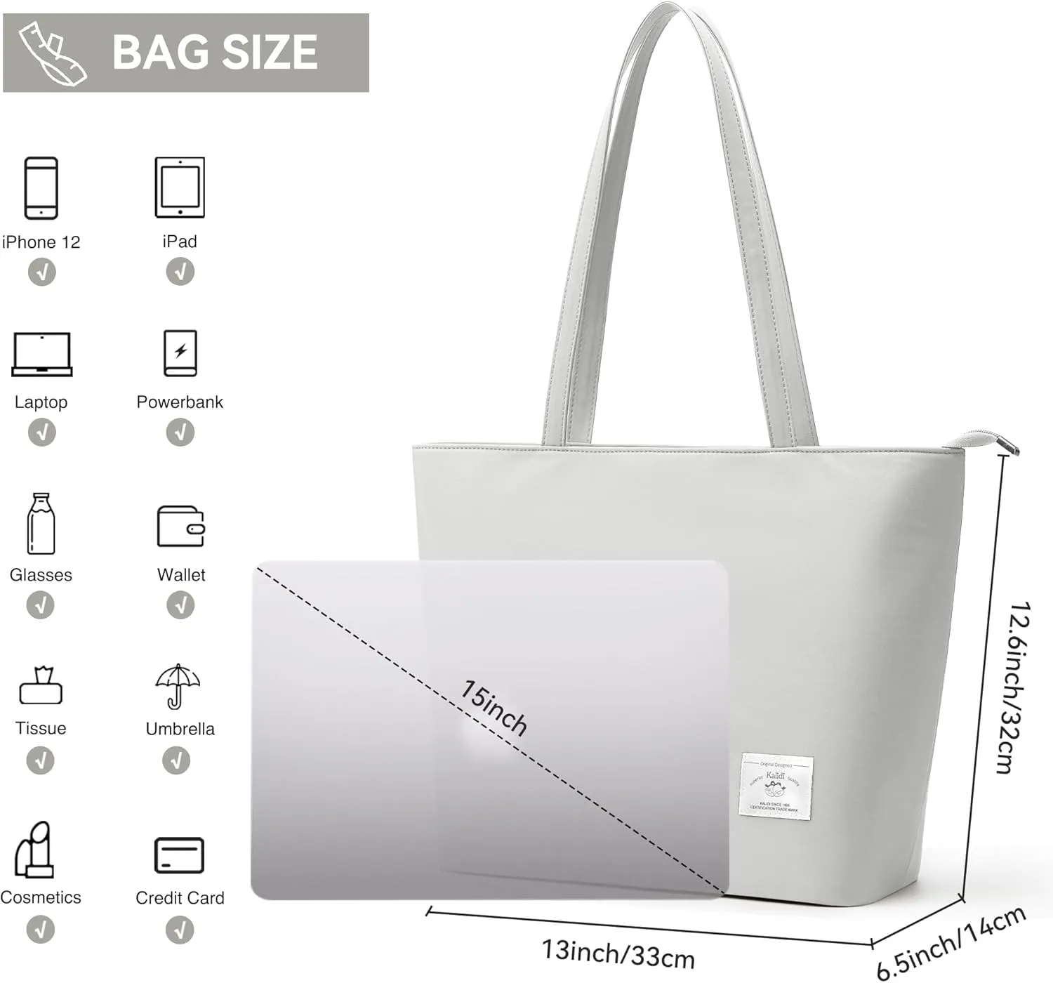 KALIDI Tote Bag for Women Large Waterproof Shoulder Bag Zipper Casual Hobo Handbag Work Shopping Lightweight
