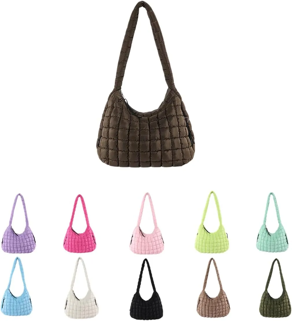 Large Quilted Hobo Bag Bubble Crossbody Handbag Cloud Tote Shoulder Bag Casual Bag Gift for Women (Fuschia)