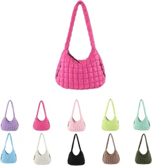 Large Quilted Hobo Bag Bubble Crossbody Handbag Cloud Tote Shoulder Bag Casual Bag Gift for Women (Fuschia)