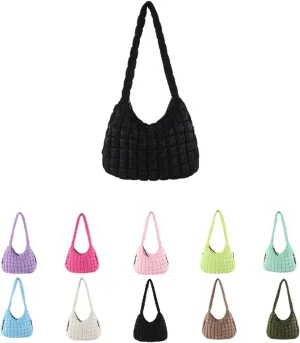 Large Quilted Hobo Bag Bubble Crossbody Handbag Cloud Tote Shoulder Bag Casual Bag Gift for Women (Fuschia)