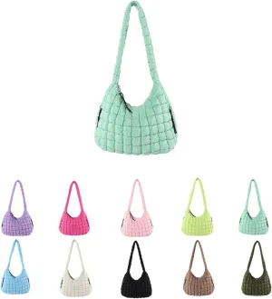 Large Quilted Hobo Bag Bubble Crossbody Handbag Cloud Tote Shoulder Bag Casual Bag Gift for Women (Fuschia)