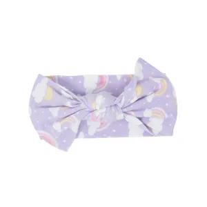 Lavender Rainbows and Clouds Knotted Baby Bow