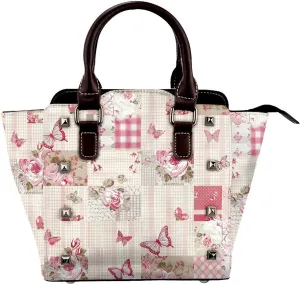 Leather Shoulder Bag for Women, Vintage Rose Studded Purse Butterfly Flower Crossbody Handbags Punk Hobo Bag with Adjustable Strap