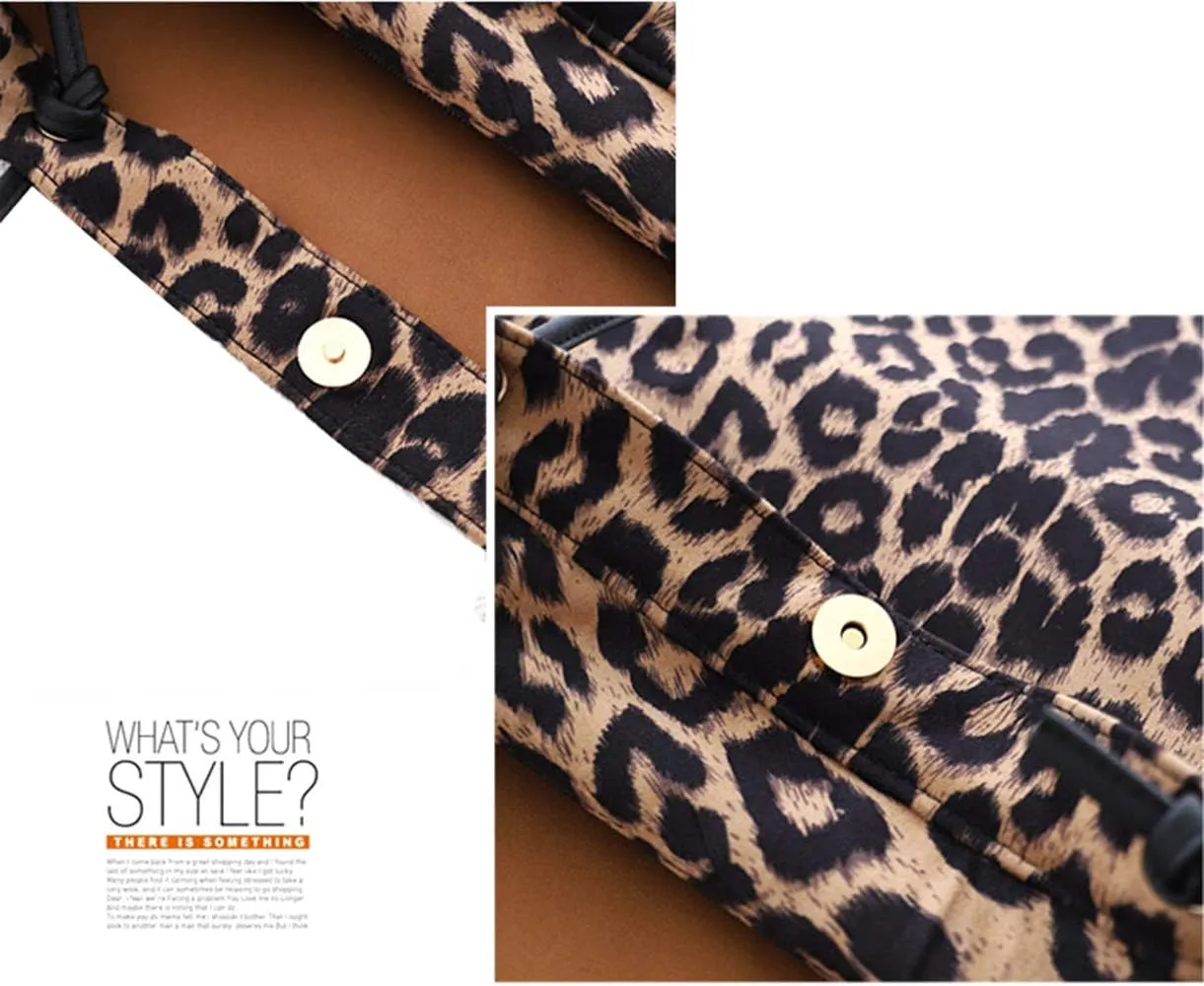 Leopard Shoulder Bag Soft & Lightweight Large Tote Purse Handbag Travel Satchel Gift for Women