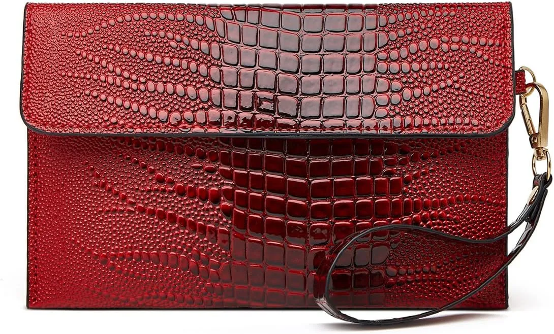 LOGUTIA1pcs Black Wristlet Leather Wristlet Pouch Zip Clutch Bag Evening Clutch Purse With Strap Wallet With Wrist Strap