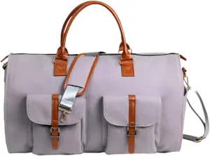 MAICOSY Travel Duffel Bag with Shoulder Strap, Large Weekender Garment Bag, 2 Front Pockets, (Gray, 56cm33cm32cm)