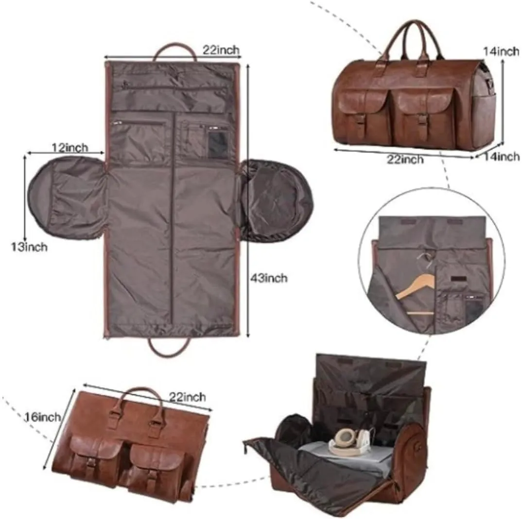 MAICOSY Travel Duffel Bag with Shoulder Strap, Large Weekender Garment Bag, 2 Front Pockets, (Khaki, 56cm33cm32cm)