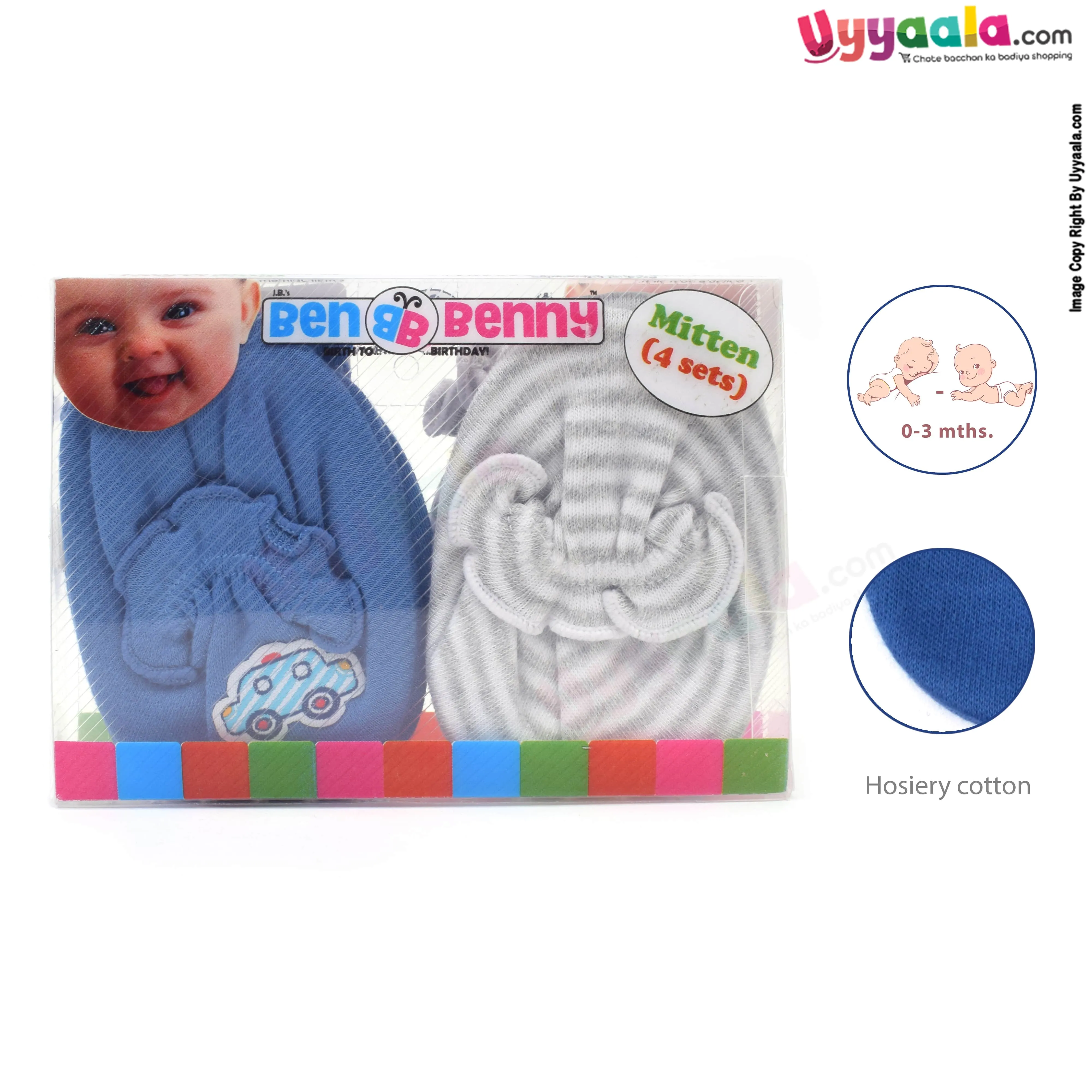 Mittens & Booties Set for New Born Baby - Navy Blue & White (Pack of 2)