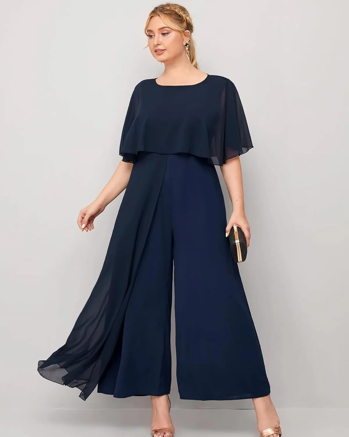 Mother of The Bride Pant Suits with Fringe 2 Pieces Chiffon Pant Suits for Women Dressy Wedding WLJ139