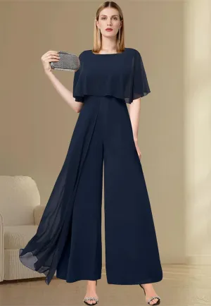 Mother of The Bride Pant Suits with Fringe 2 Pieces Chiffon Pant Suits for Women Dressy Wedding WLJ139