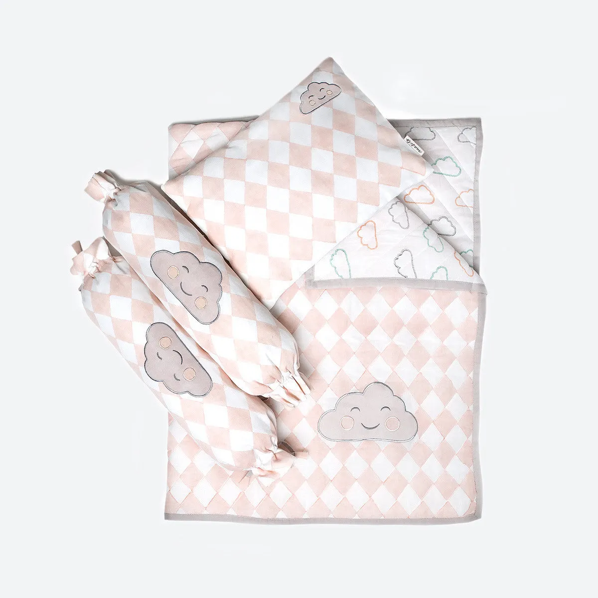 New Baby Mini Cot Set <br> Pink Cloud<br><span style="font-size: 10px;">Can be Personalised</span>