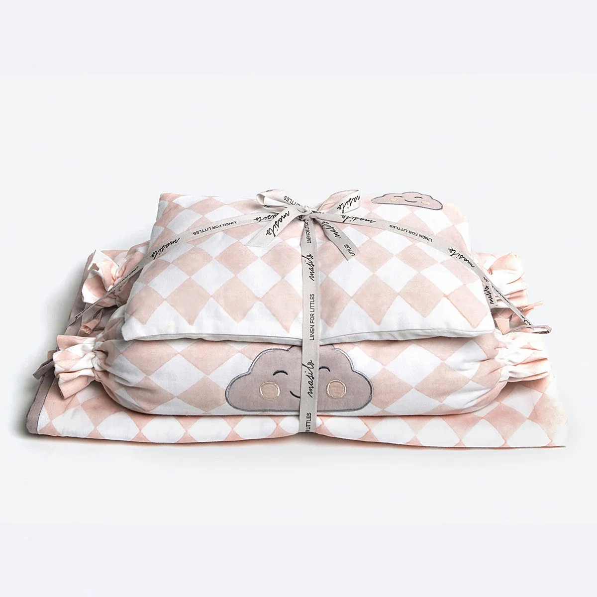 New Baby Mini Cot Set <br> Pink Cloud<br><span style="font-size: 10px;">Can be Personalised</span>