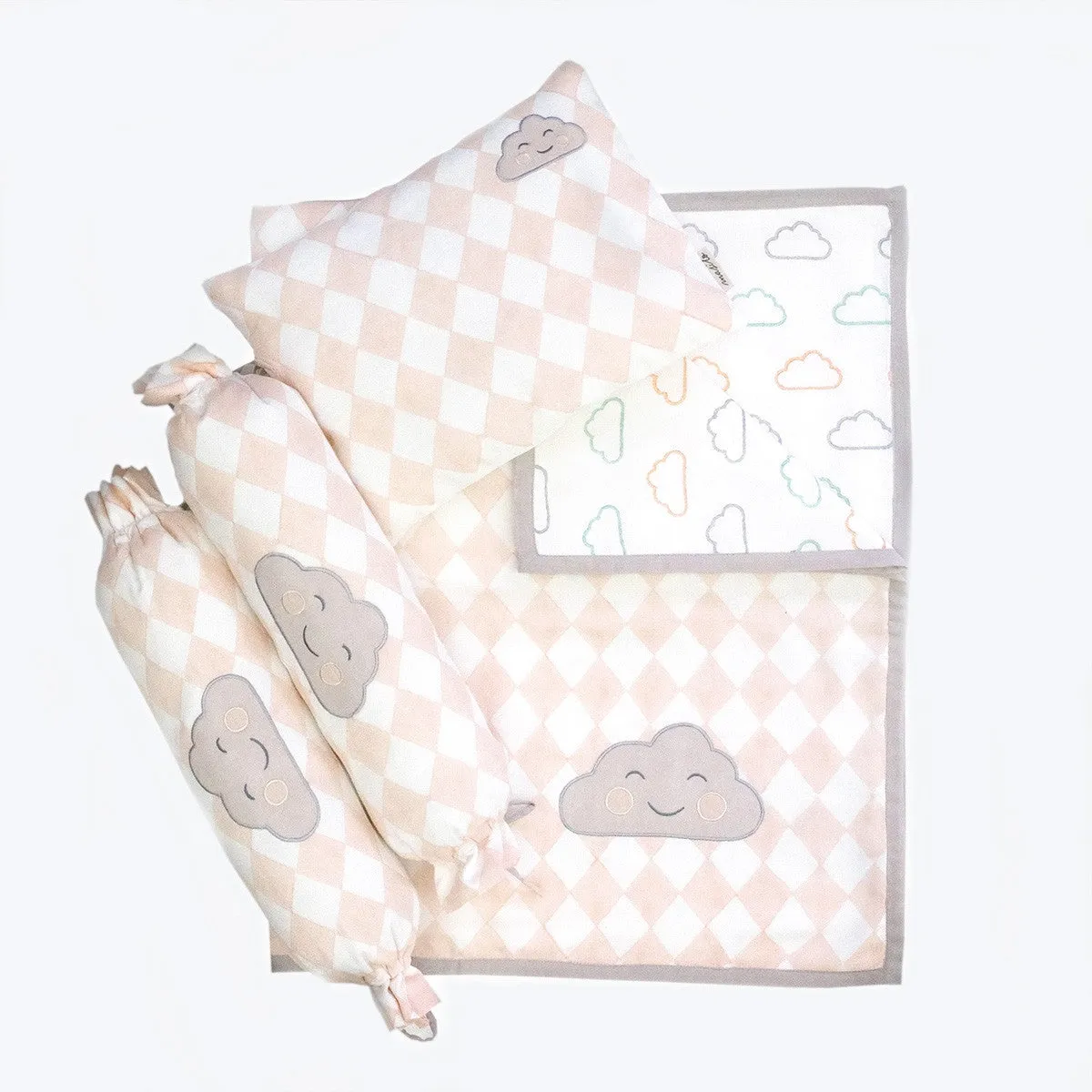 New Baby Mini Cot Set <br> Pink Cloud<br><span style="font-size: 10px;">Can be Personalised</span>
