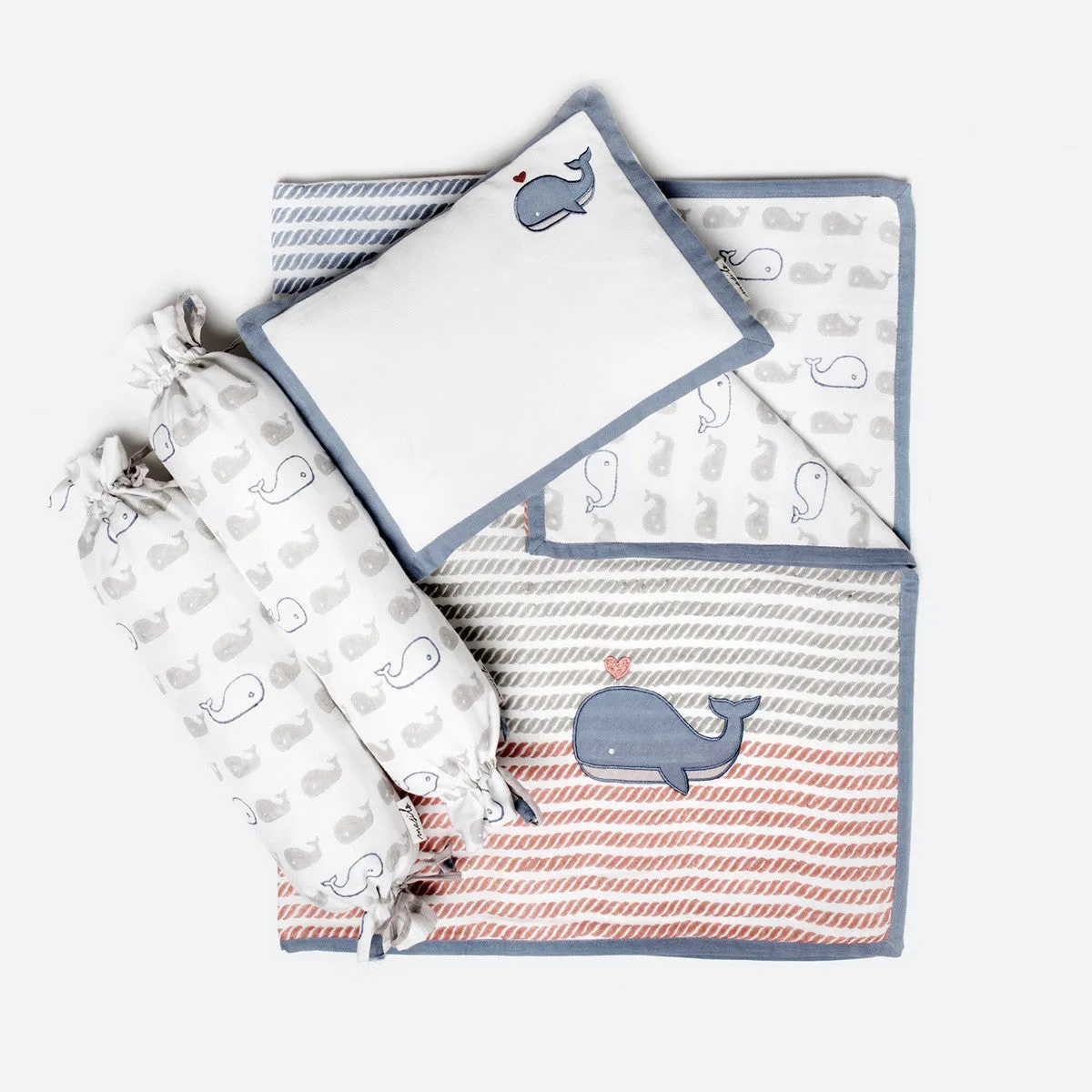 New Baby Mini Cot Set <br> Whale<br><span style="font-size: 10px;">Can be Personalised</span>