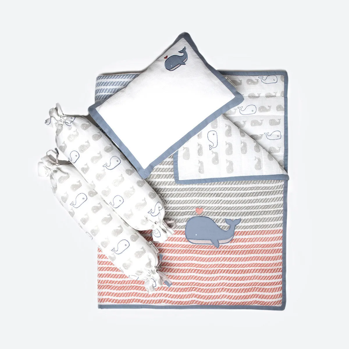New Baby Mini Cot Set <br> Whale<br><span style="font-size: 10px;">Can be Personalised</span>