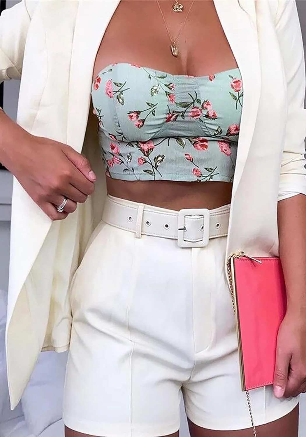 NRTHYE Women 2 Piece Outfits Long Sleeve Blazer & Short Suits Casual Tops & Bottoms Set