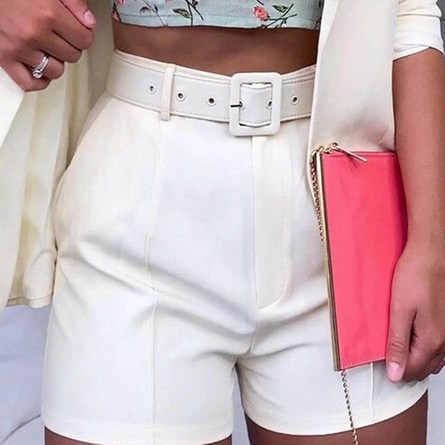 NRTHYE Women 2 Piece Outfits Long Sleeve Blazer & Short Suits Casual Tops & Bottoms Set