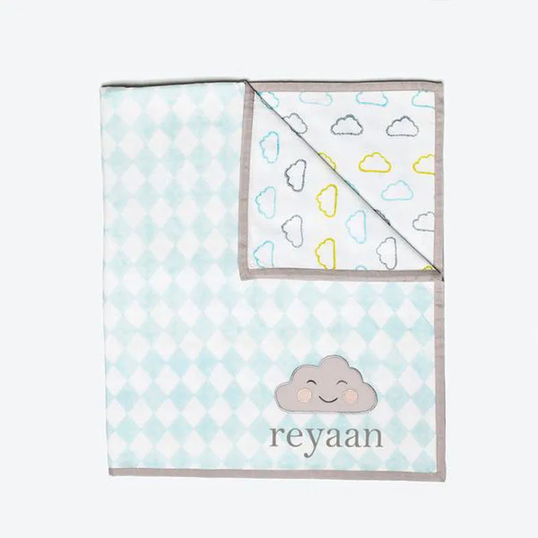 Organic Dohar Blanket <br> Blue Cloud<br><span style="font-size: 10px;">Can be Personalised</span>