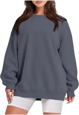 Oversized Sweatshirt for Women Fleece Hoodie Crewneck Sweatshirts Long Sleeve Drop Shoulder Pullover Casual Tops