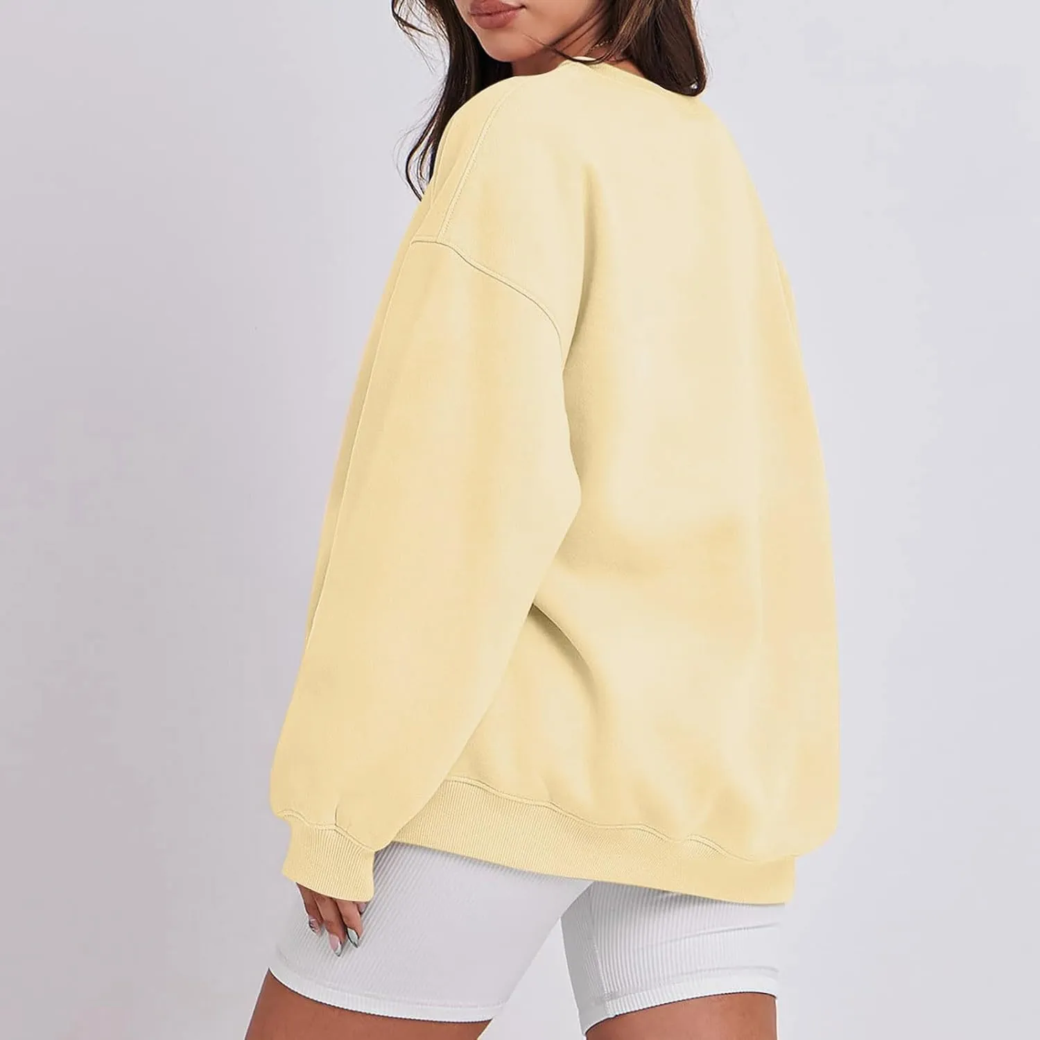 Oversized Sweatshirt for Women Fleece Hoodie Crewneck Sweatshirts Long Sleeve Drop Shoulder Pullover Casual Tops