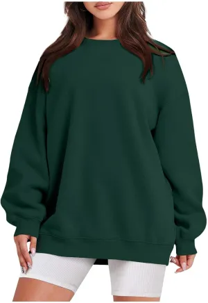 Oversized Sweatshirt for Women Fleece Hoodie Crewneck Sweatshirts Long Sleeve Drop Shoulder Pullover Casual Tops