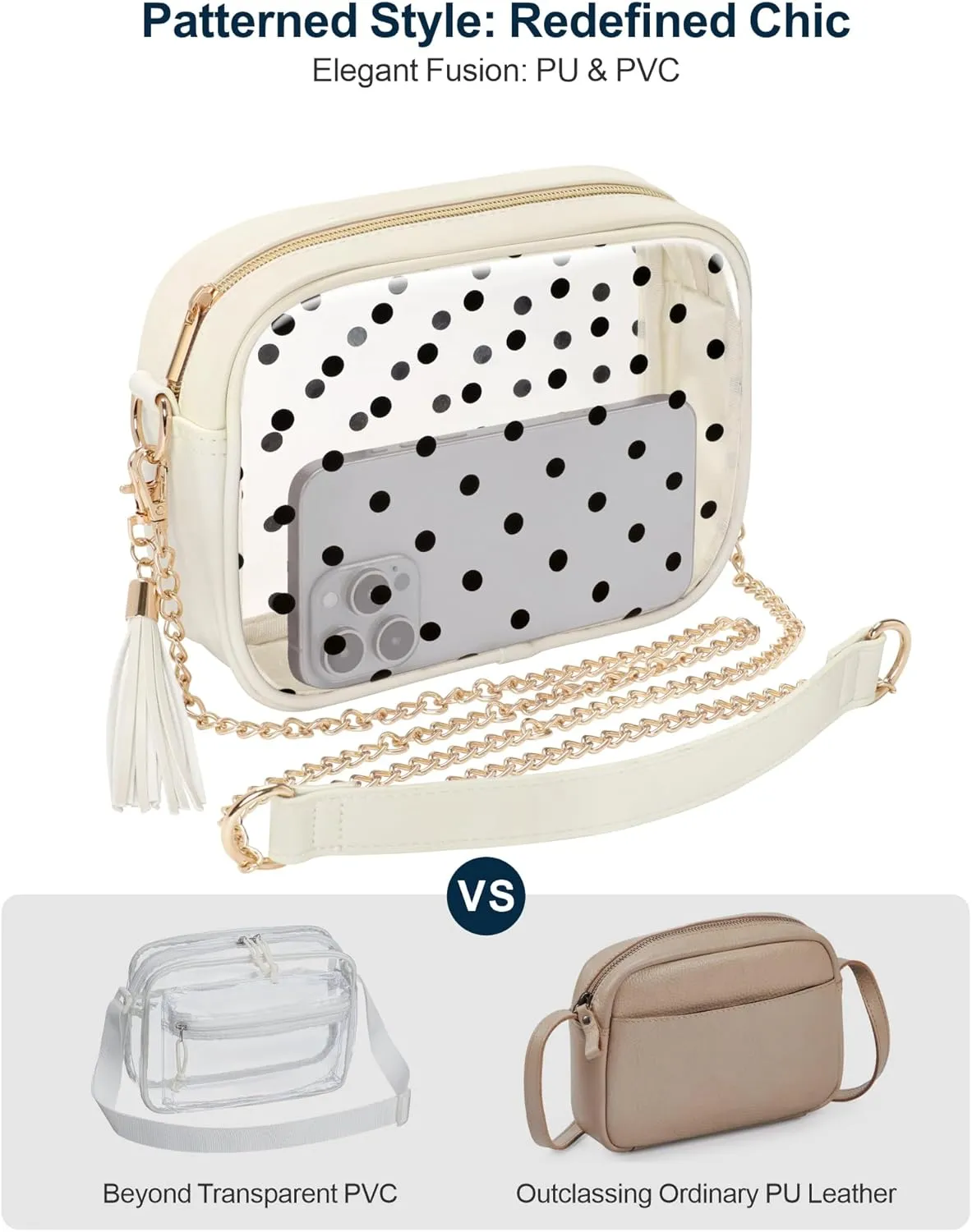 PACKISM Clear Bag for Stadium Events - Clear Purses for Women Stadium Crossbody Concert Bag for Game Day Sports, Festival
