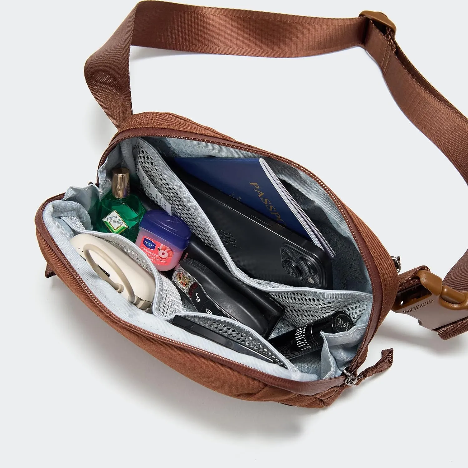 Pander Crossbody Sling Bag for Travel, Outdoor, and Everyday Use  Adjustable Strap, Lightweight Shoulder Bag, Saddle Brown