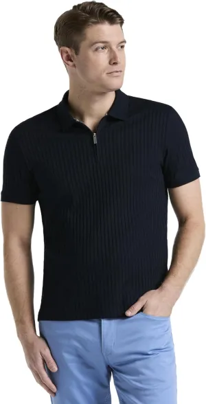 Perry Ellis Men's Quarter Zip Ribbed Polo
