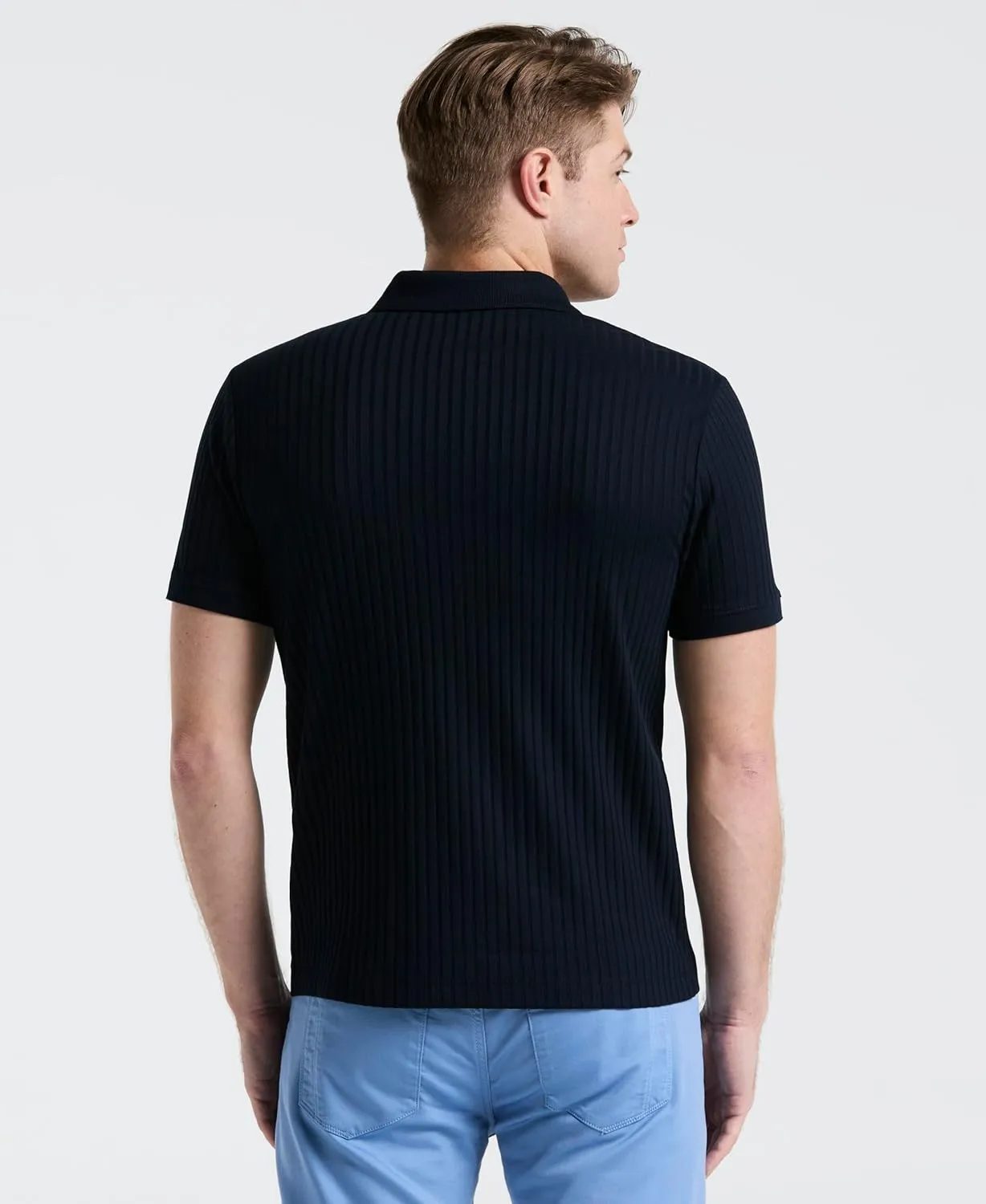 Perry Ellis Men's Quarter Zip Ribbed Polo